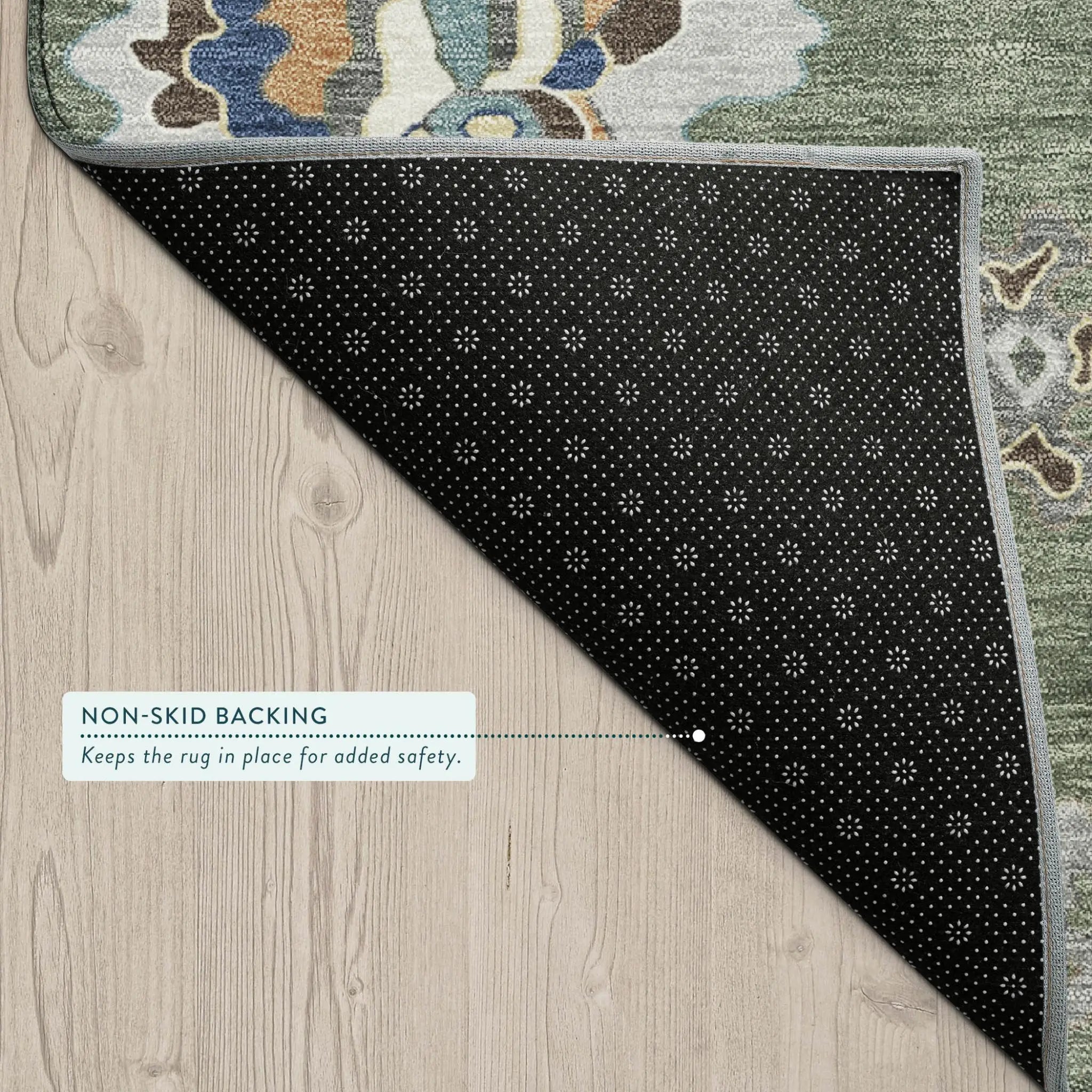5' X 8' Green And Blue Oriental Washable Indoor Outdoor Area Rug Homeroots Outdoor