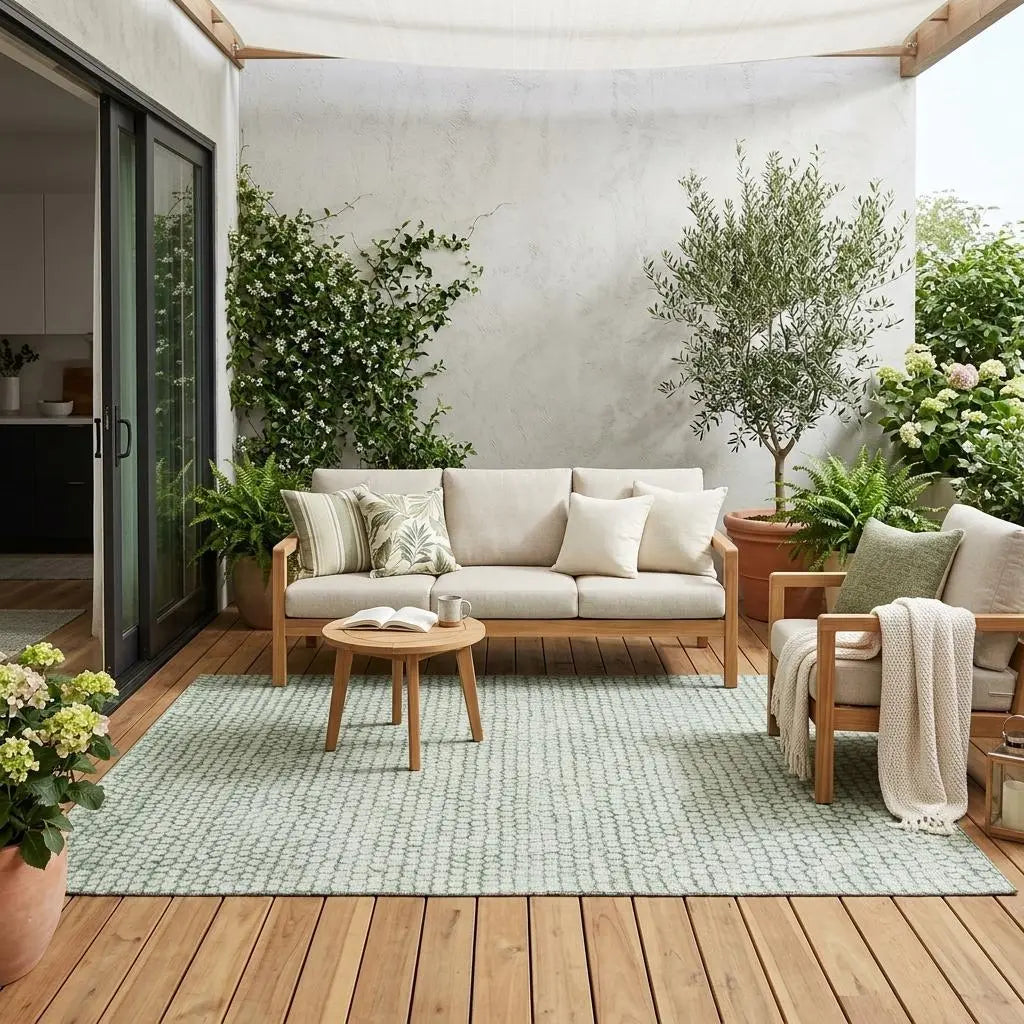 5' X 8' Green And Blue Striped Washable Indoor Outdoor Area Rug Homeroots Outdoor