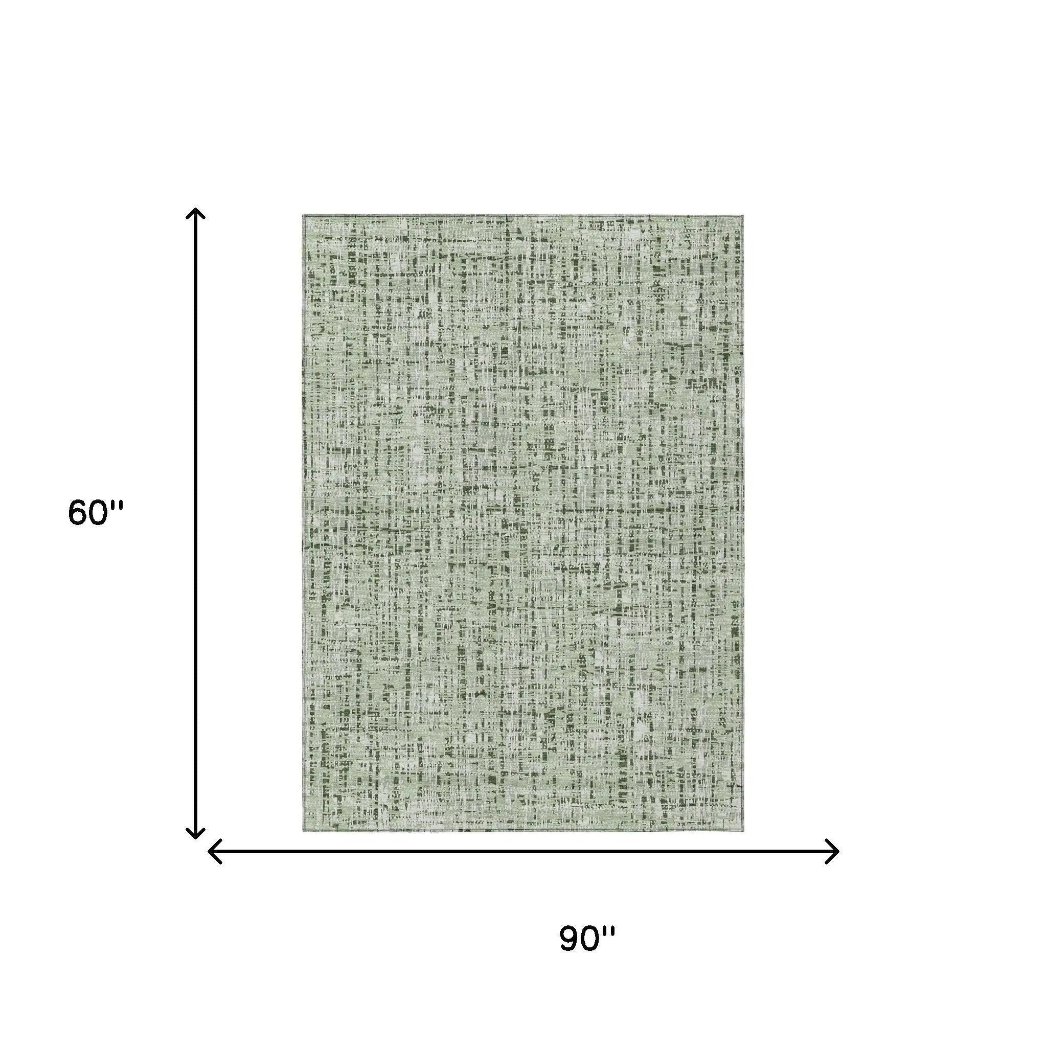 5' X 8' Green And Brown Abstract Washable Indoor Outdoor Area Rug Homeroots Outdoor