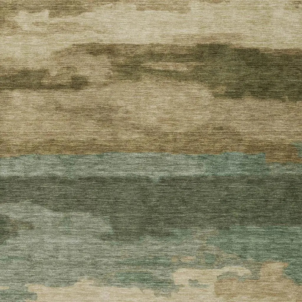 5' X 8' Green And Brown Abstract Washable Indoor Outdoor Area Rug Homeroots Outdoor