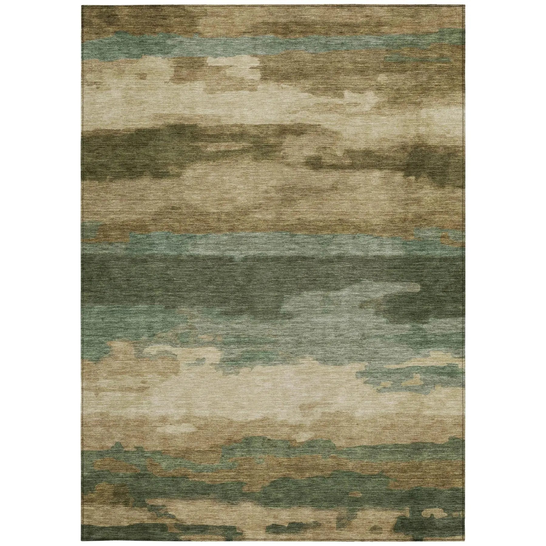 5' X 8' Green And Brown Abstract Washable Indoor Outdoor Area Rug Homeroots Outdoor