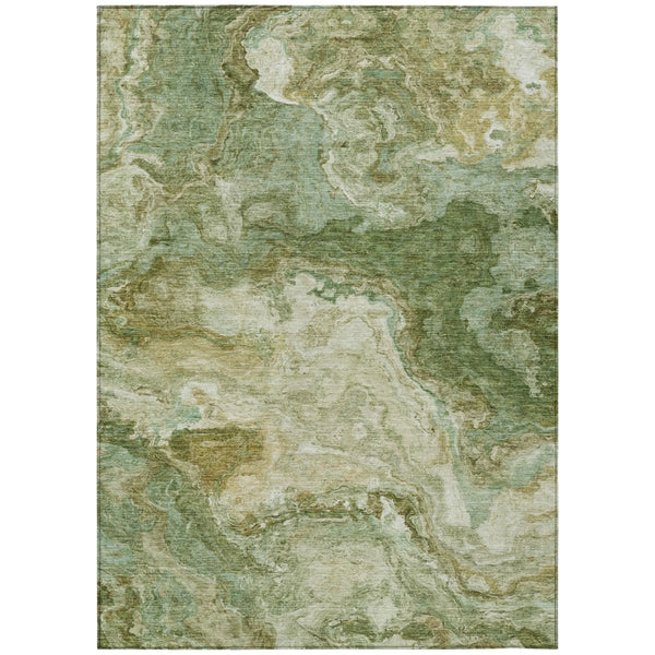 5' X 8' Green And Brown Abstract Washable Indoor Outdoor Area Rug Homeroots Outdoor