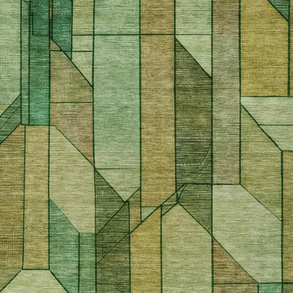 5' X 8' Green And Brown Geometric Washable Indoor Outdoor Area Rug Homeroots Outdoor