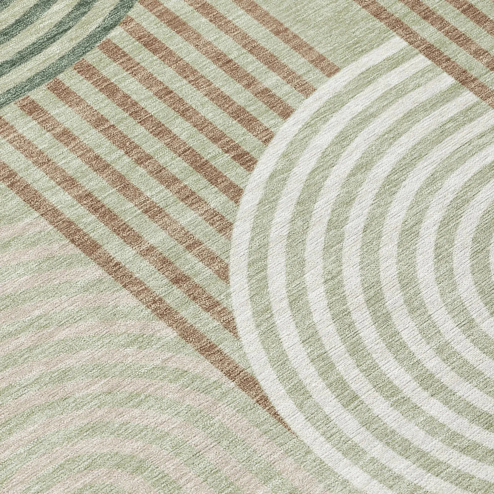 5' X 8' Green And Brown Geometric Washable Indoor Outdoor Area Rug Homeroots Outdoor