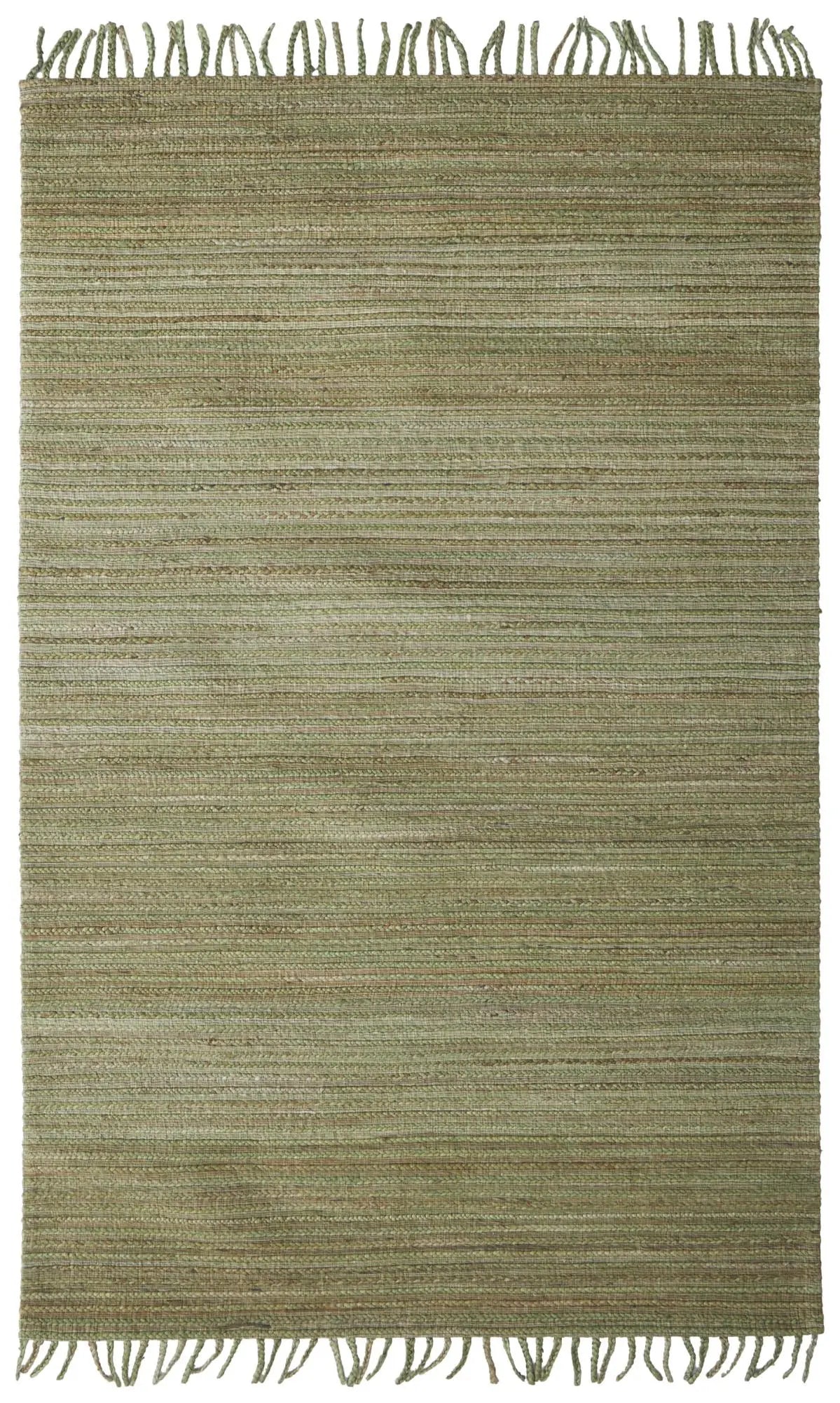 5' X 8' Green And Brown Jute Hand Woven Area Rug With Fringe Homeroots Home Decor
