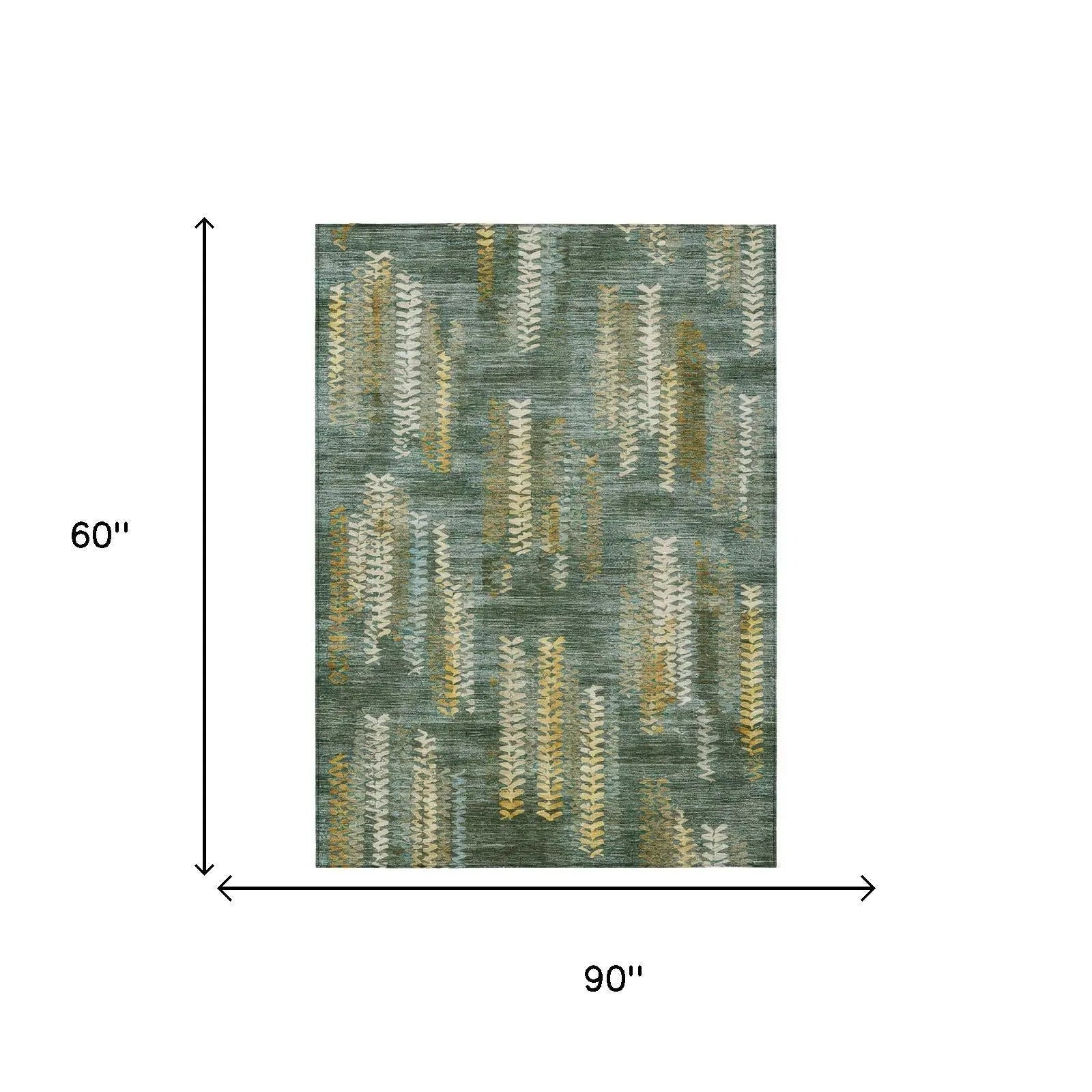 5' X 8' Green And Brown Striped Washable Indoor Outdoor Area Rug Homeroots Outdoor