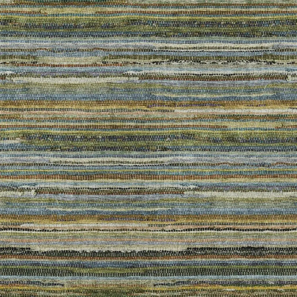 5' X 8' Green And Brown Striped Washable Indoor Outdoor Area Rug Homeroots Outdoor