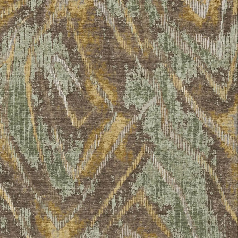 5' X 8' Green And Chocolate Abstract Washable Indoor Outdoor Area Rug Homeroots Outdoor
