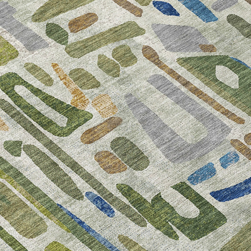 5' X 8' Green And Copper Abstract Washable Indoor Outdoor Area Rug Homeroots Outdoor