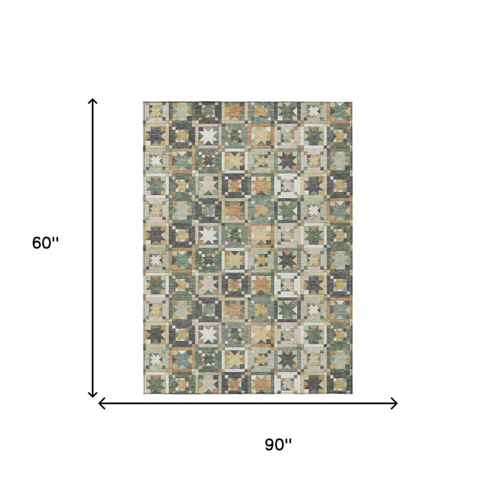 5' X 8' Green And Copper Patchwork Washable Indoor Outdoor Area Rug Homeroots Outdoor