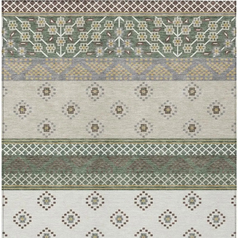 5' X 8' Green And Copper Striped Washable Indoor Outdoor Area Rug Homeroots Outdoor