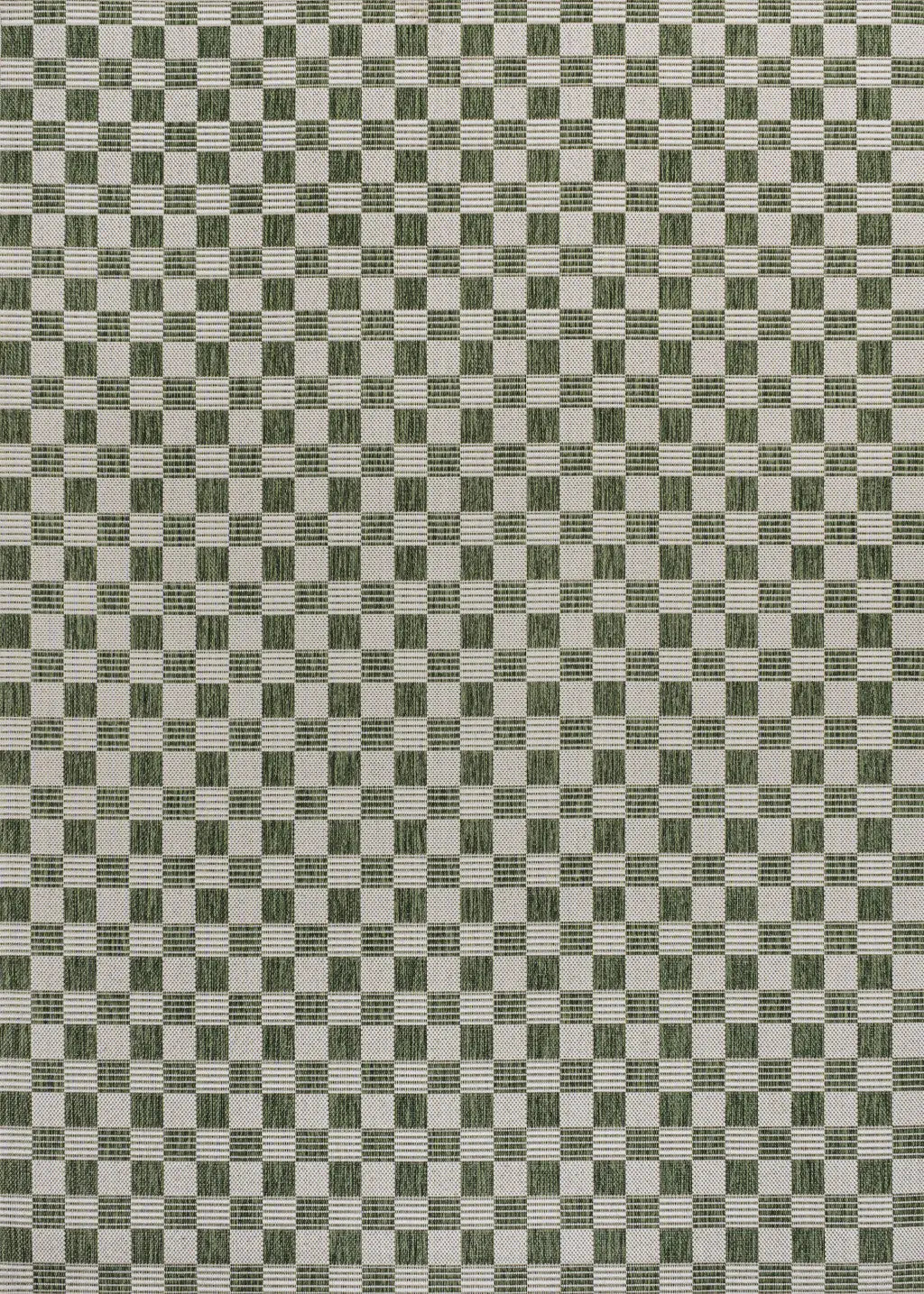 5' X 8' Green And Cream Geometric Indoor Outdoor Area Rug - GreatEagleInc