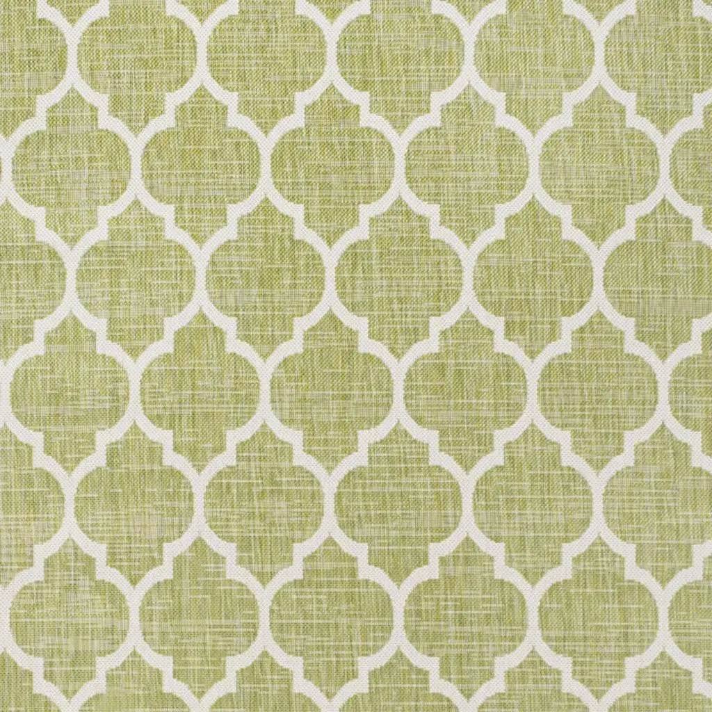 5' X 8' Green And Cream Geometric Indoor Outdoor Area Rug Homeroots Outdoor