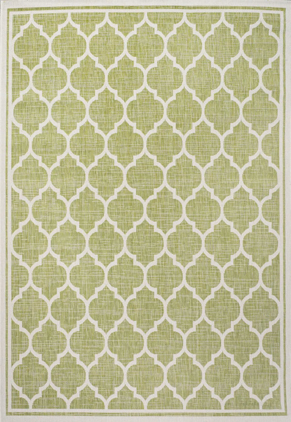5' X 8' Green And Cream Geometric Indoor Outdoor Area Rug Homeroots Outdoor