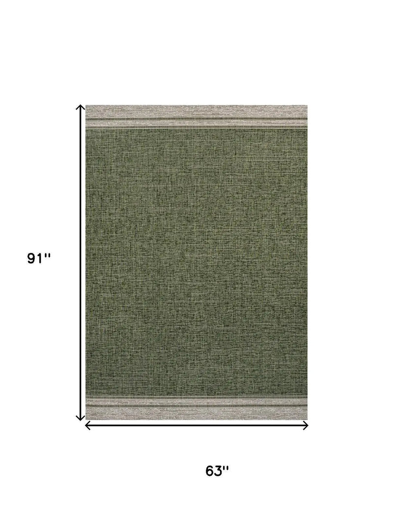 5' X 8' Green And Cream Indoor Outdoor Area Rug Homeroots Outdoor