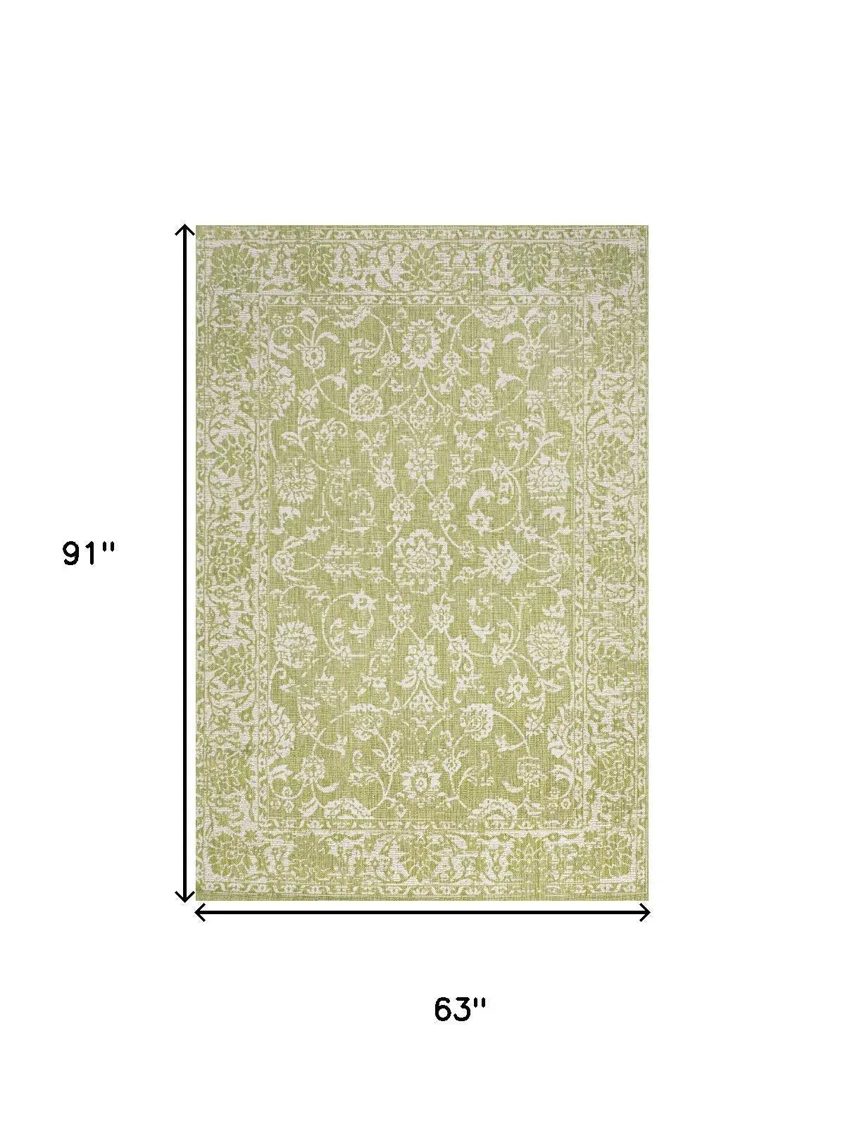 5' X 8' Green And Cream Medallion Indoor Outdoor Area Rug Homeroots Outdoor
