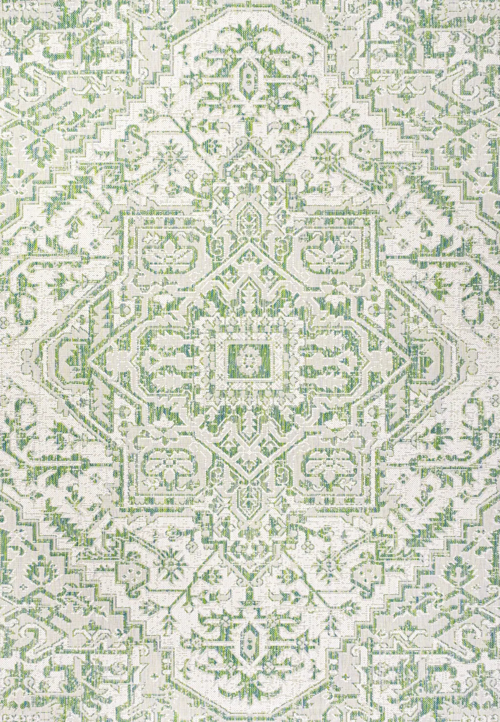 5' X 8' Green And Cream Medallion Indoor Outdoor Area Rug Homeroots Outdoor