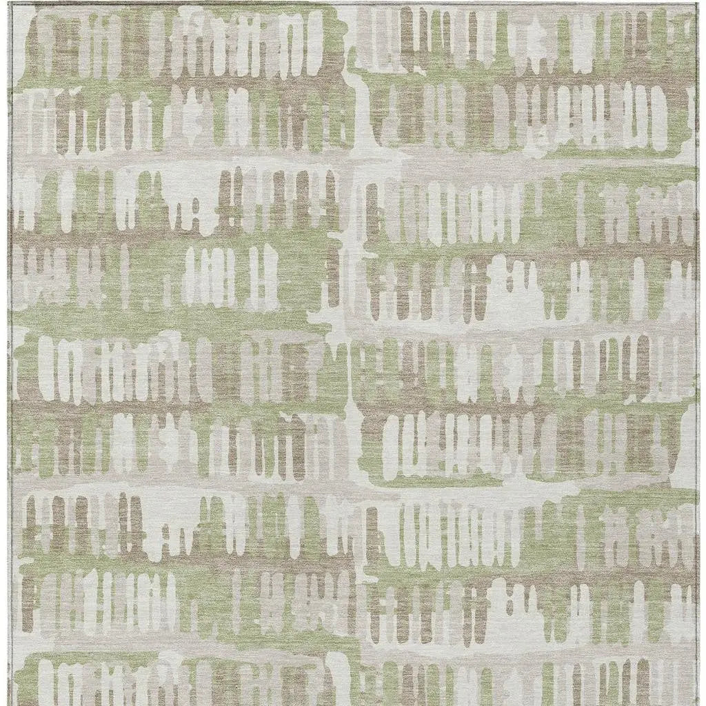 5' X 8' Green And Denim Blue Abstract Washable Indoor Outdoor Area Rug Homeroots Outdoor