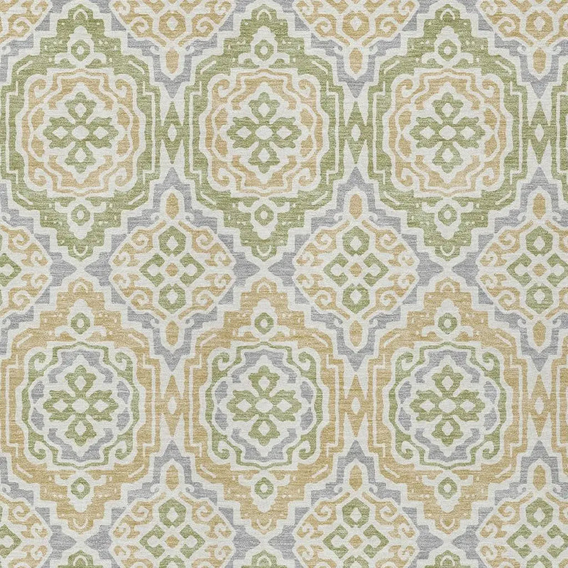 5' X 8' Green And Denim Blue Tribal Washable Indoor Outdoor Area Rug Homeroots Outdoor