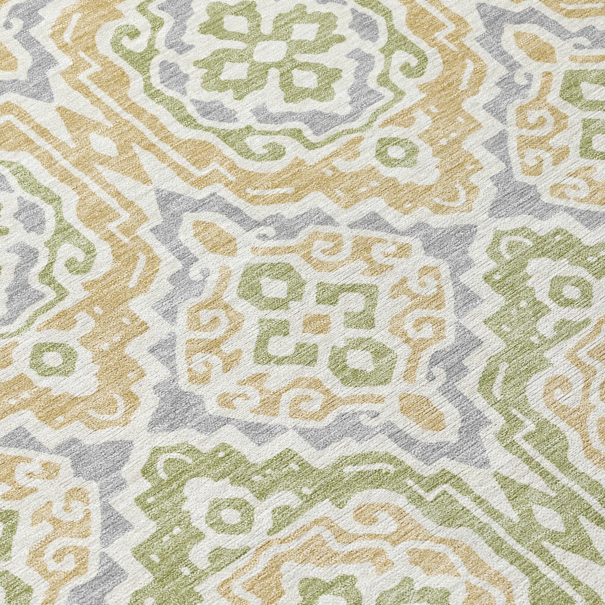 5' X 8' Green And Denim Blue Tribal Washable Indoor Outdoor Area Rug Homeroots Outdoor