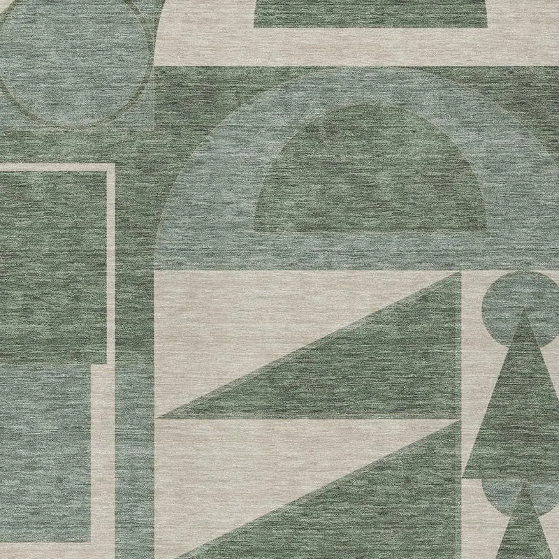 5' X 8' Green And Fern Green Geometric Washable Indoor Outdoor Area Rug Homeroots Outdoor