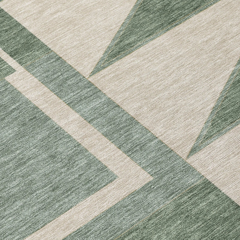 5' X 8' Green And Fern Green Geometric Washable Indoor Outdoor Area Rug Homeroots Outdoor