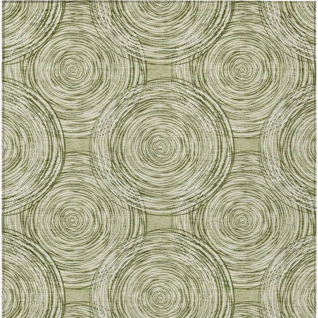 5' X 8' Green And Fern Green Geometric Washable Indoor Outdoor Area Rug Homeroots Outdoor