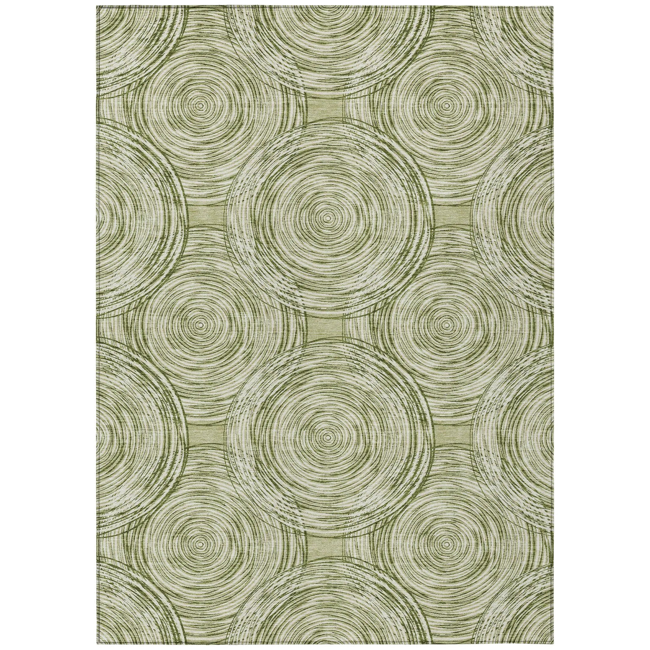5' X 8' Green And Fern Green Geometric Washable Indoor Outdoor Area Rug Homeroots Outdoor