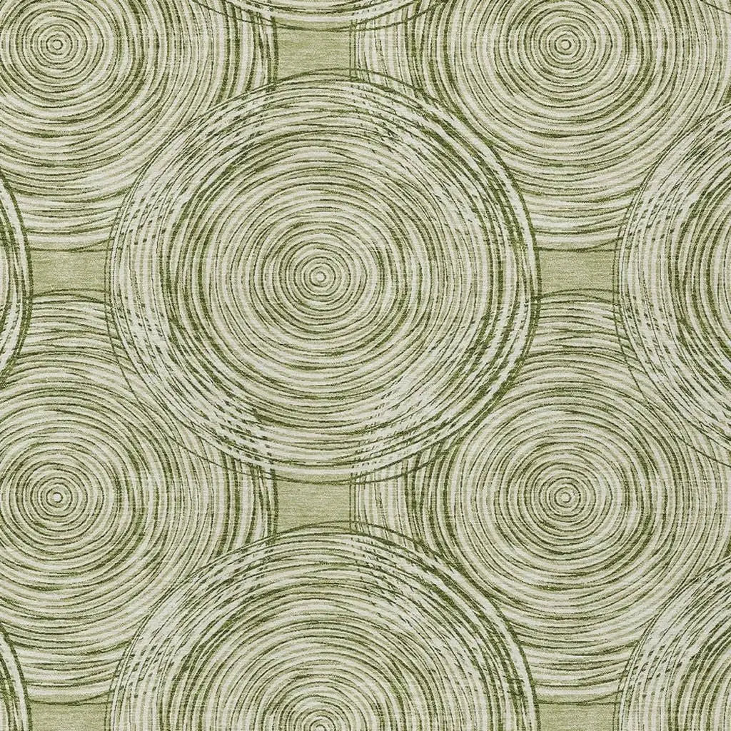 5' X 8' Green And Fern Green Geometric Washable Indoor Outdoor Area Rug Homeroots Outdoor