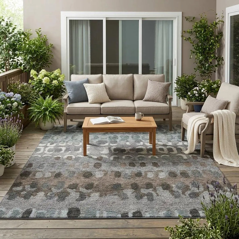 5' X 8' Green And Fern Green Geometric Washable Indoor Outdoor Area Rug Homeroots Outdoor