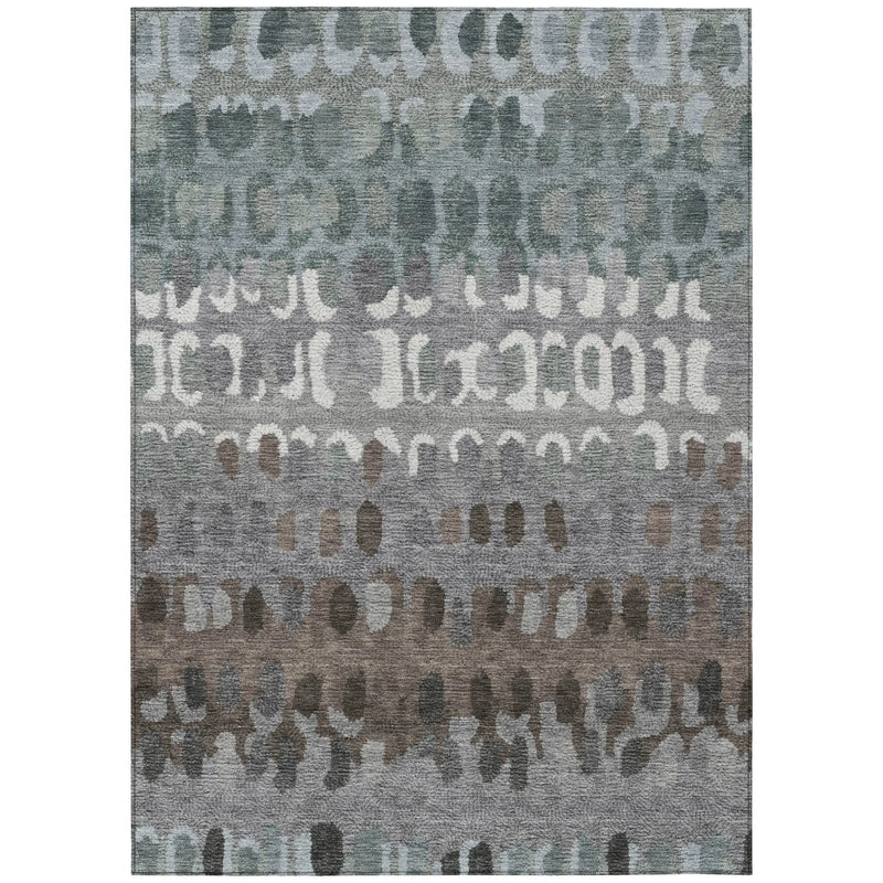5' X 8' Green And Fern Green Geometric Washable Indoor Outdoor Area Rug Homeroots Outdoor