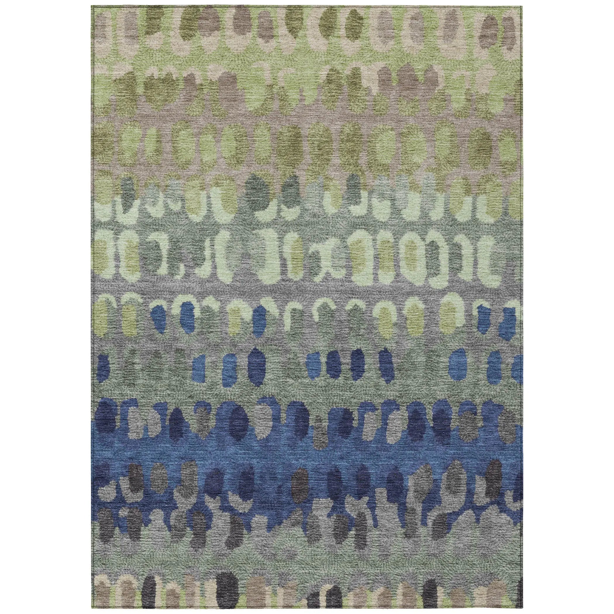 5' X 8' Green And Fern Green Geometric Washable Indoor Outdoor Area Rug Homeroots Outdoor