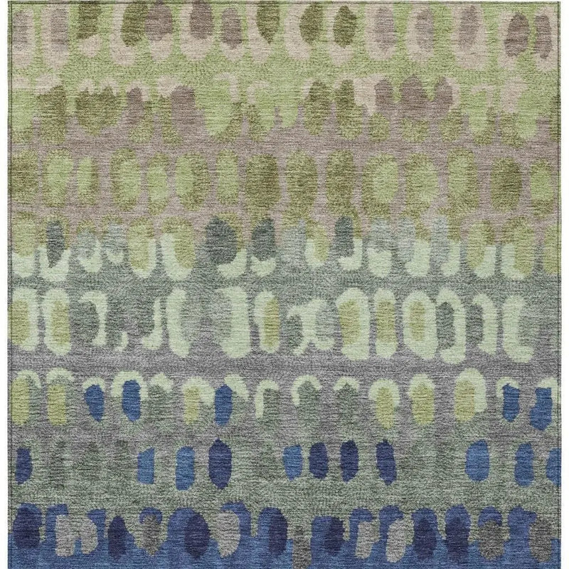 5' X 8' Green And Fern Green Geometric Washable Indoor Outdoor Area Rug Homeroots Outdoor