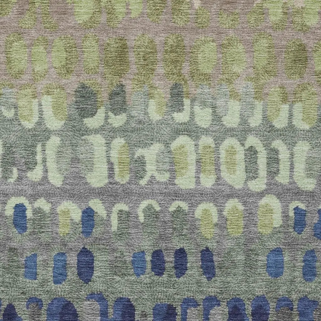 5' X 8' Green And Fern Green Geometric Washable Indoor Outdoor Area Rug Homeroots Outdoor