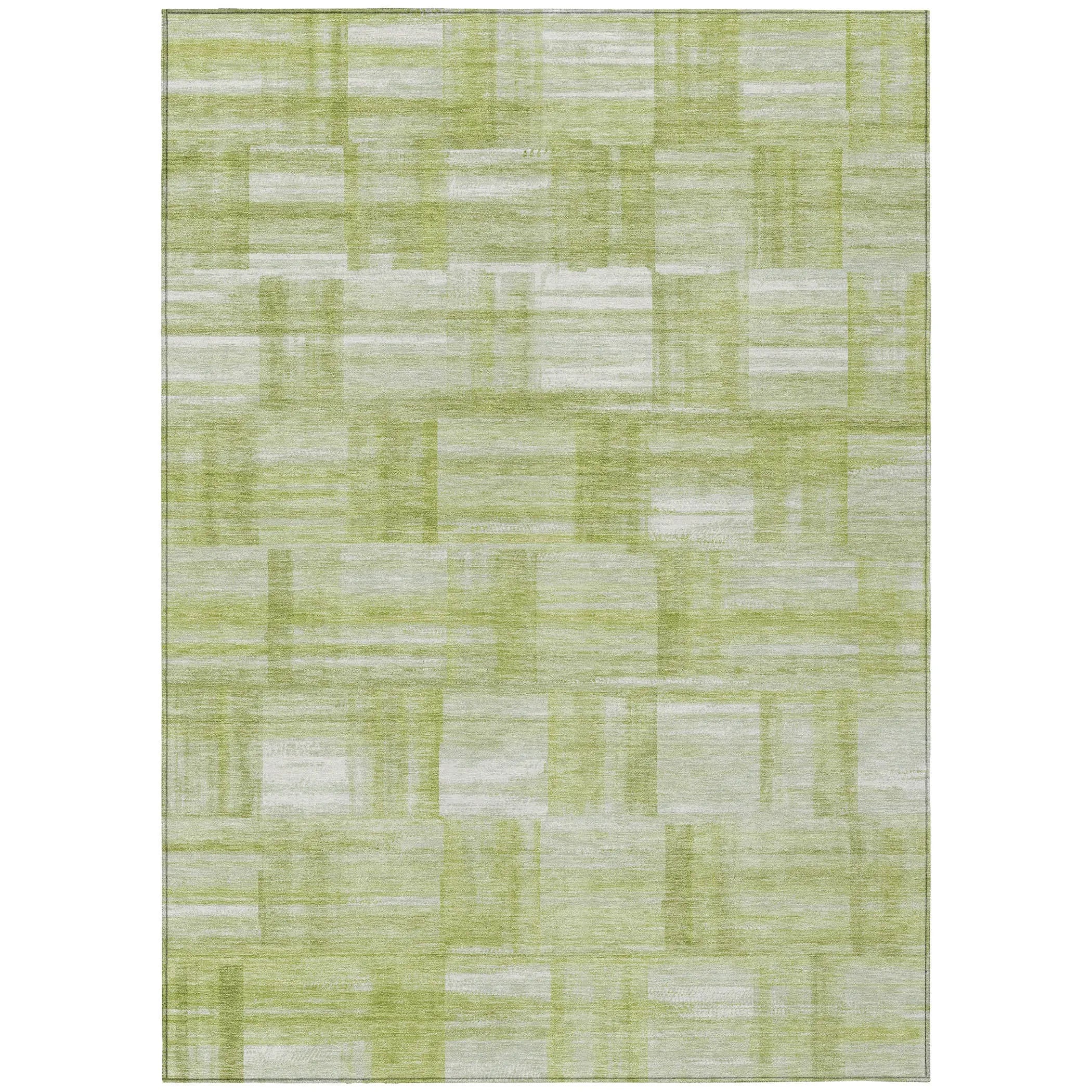 5' X 8' Green And Fern Green Striped Washable Indoor Outdoor Area Rug Homeroots Outdoor