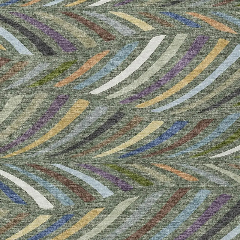 5' X 8' Green And Gold Abstract Washable Indoor Outdoor Area Rug Homeroots Outdoor