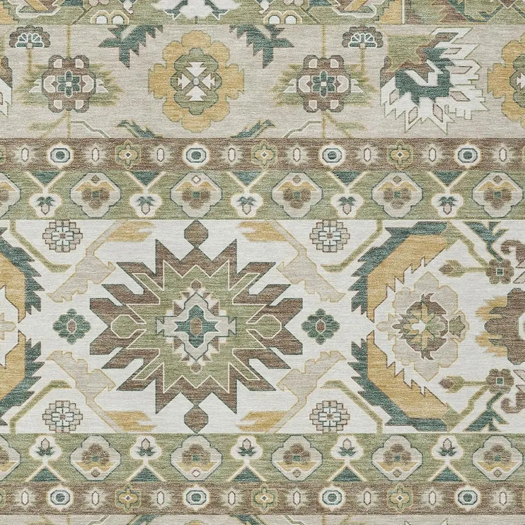 5' X 8' Green And Gold Cactus Washable Indoor Outdoor Area Rug Homeroots Outdoor