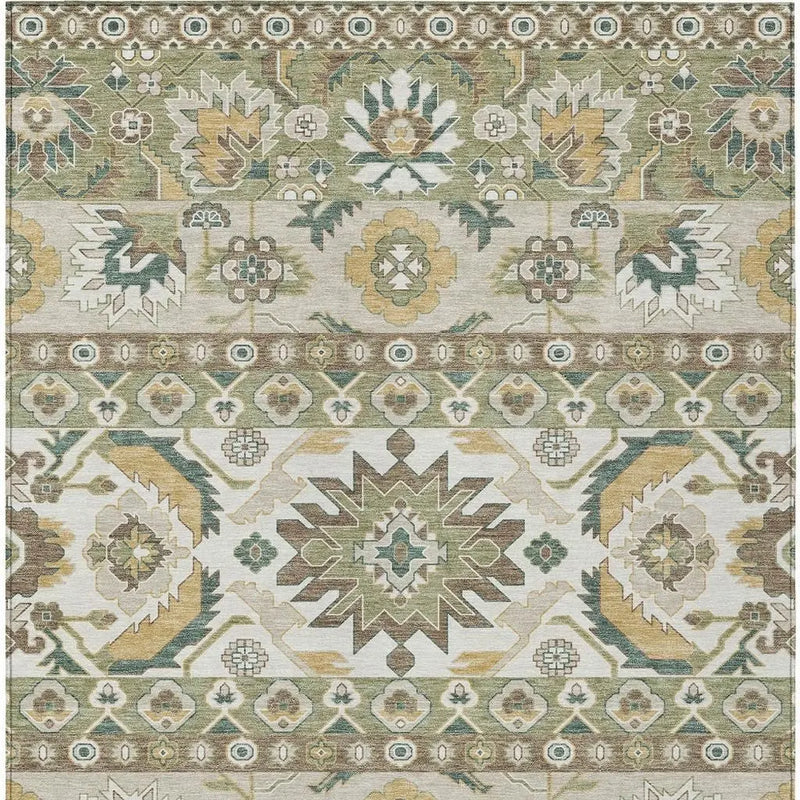 5' X 8' Green And Gold Cactus Washable Indoor Outdoor Area Rug Homeroots Outdoor