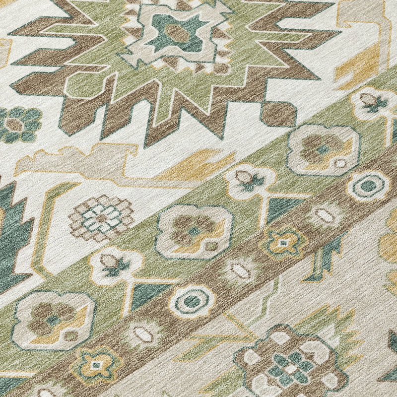 5' X 8' Green And Gold Cactus Washable Indoor Outdoor Area Rug Homeroots Outdoor