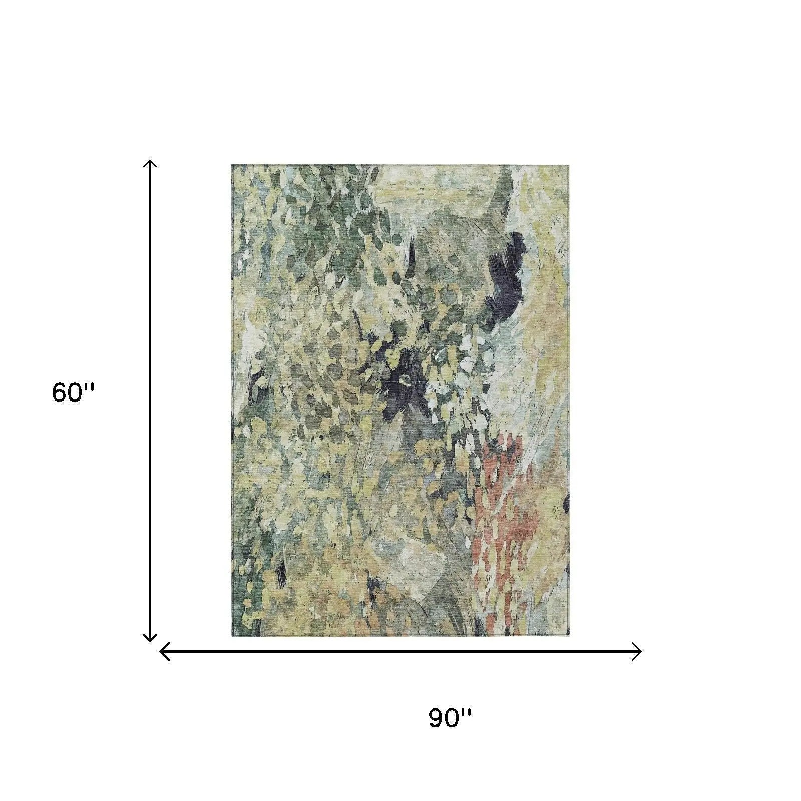 5' X 8' Green And Gray Abstract Washable Indoor Outdoor Area Rug Homeroots Outdoor