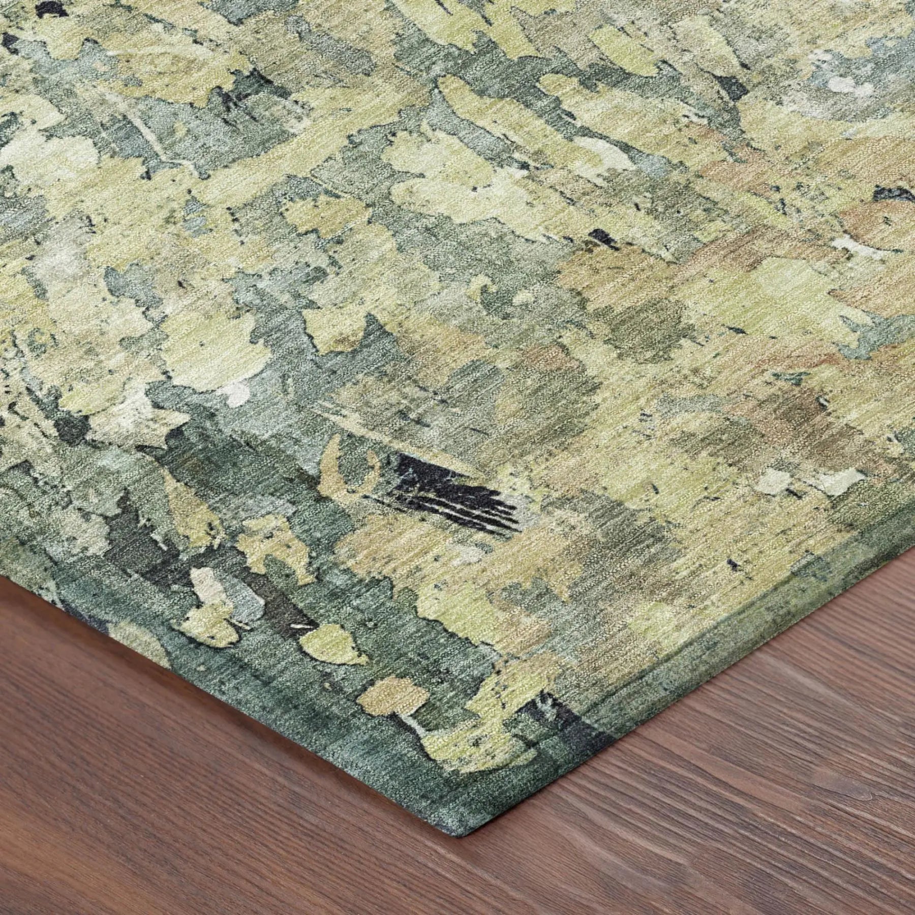 5' X 8' Green And Gray Abstract Washable Indoor Outdoor Area Rug Homeroots Outdoor