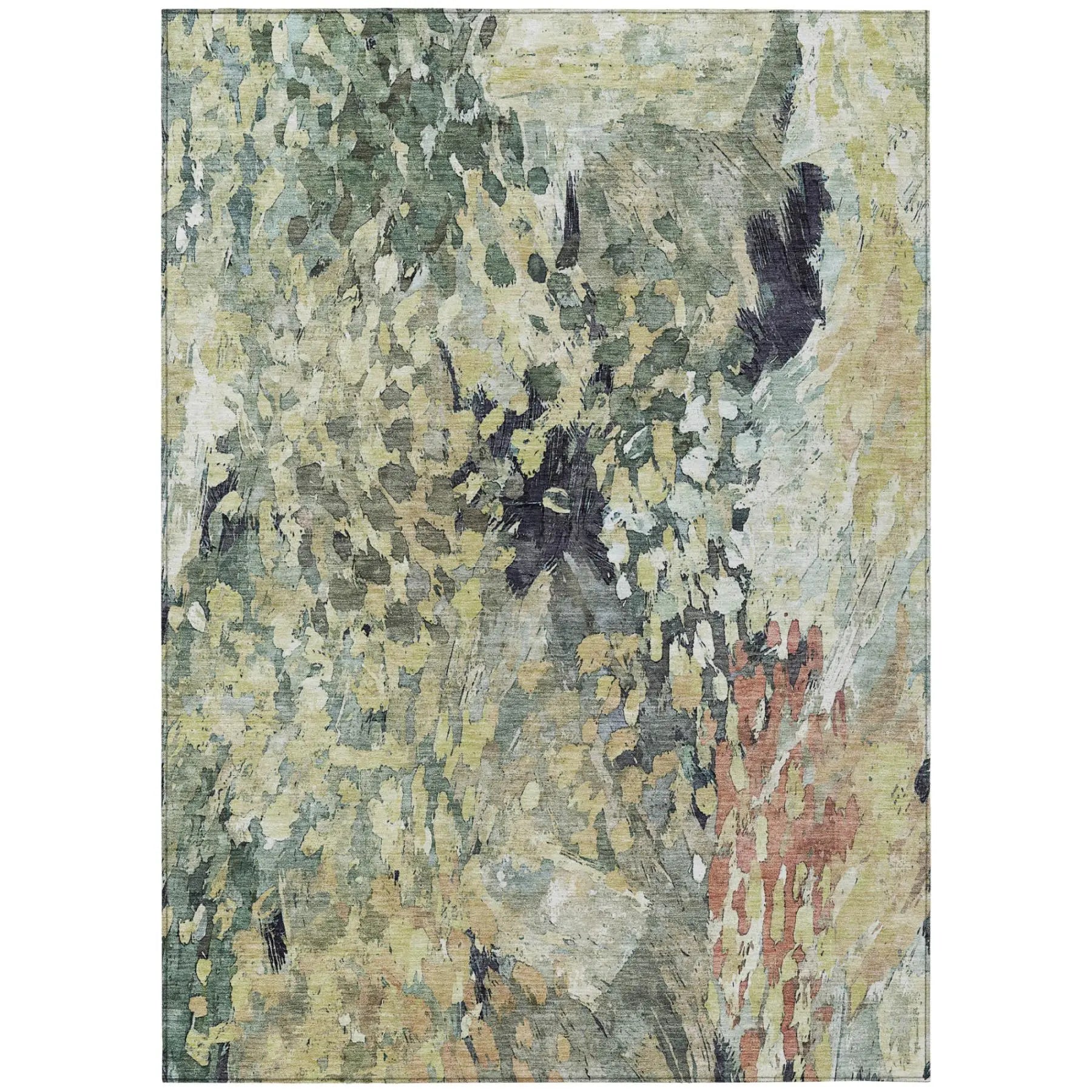 5' X 8' Green And Gray Abstract Washable Indoor Outdoor Area Rug Homeroots Outdoor