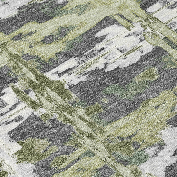 5' X 8' Green And Gray Abstract Washable Indoor Outdoor Area Rug Homeroots Outdoor