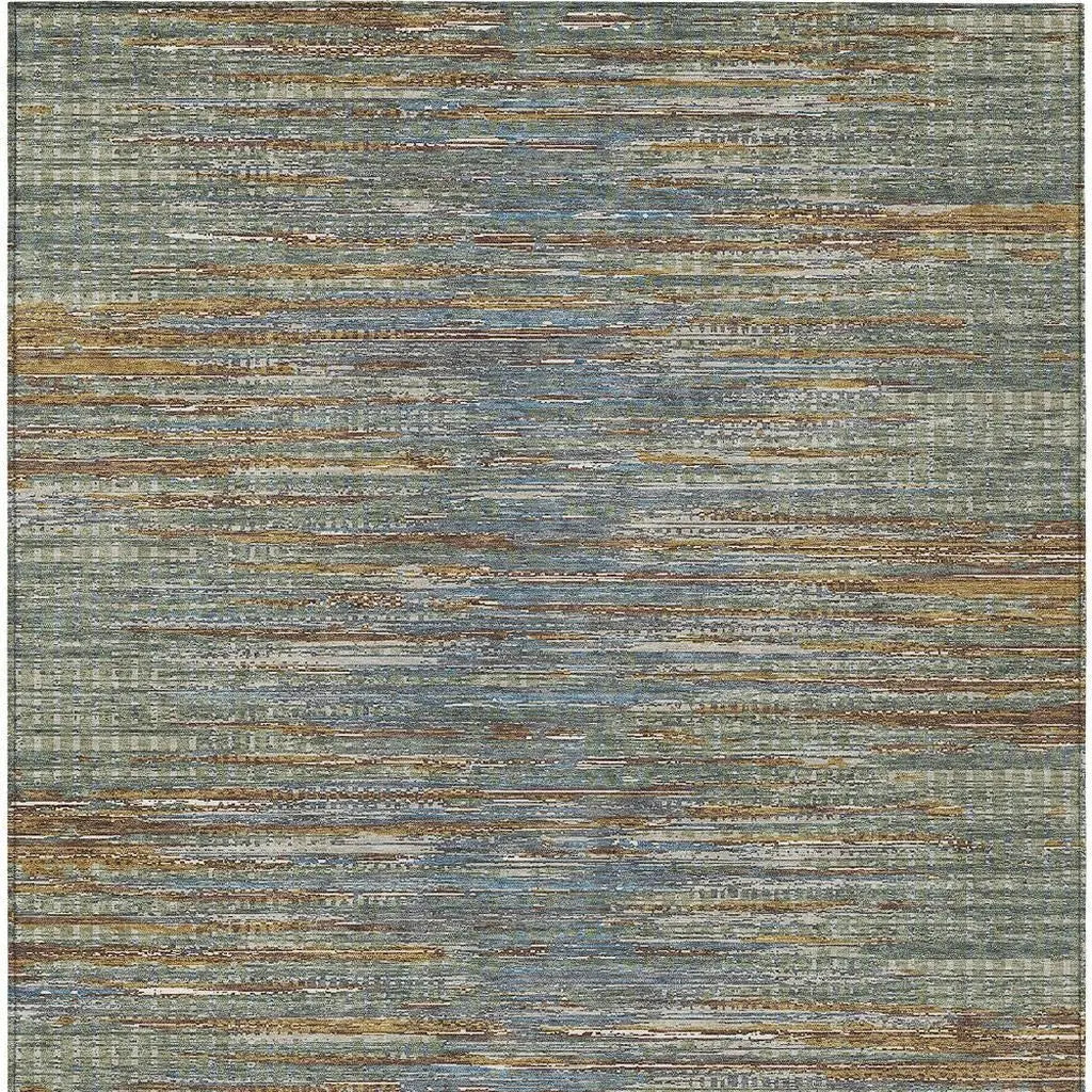 5' X 8' Green And Gray Abstract Washable Indoor Outdoor Area Rug Homeroots Outdoor