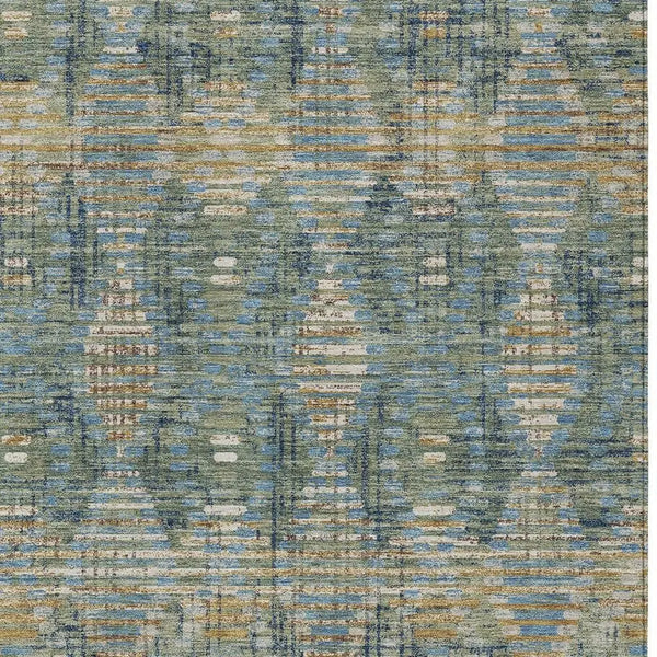 5' X 8' Green And Gray Floral Medallion Washable Indoor Outdoor Area Rug Homeroots Outdoor