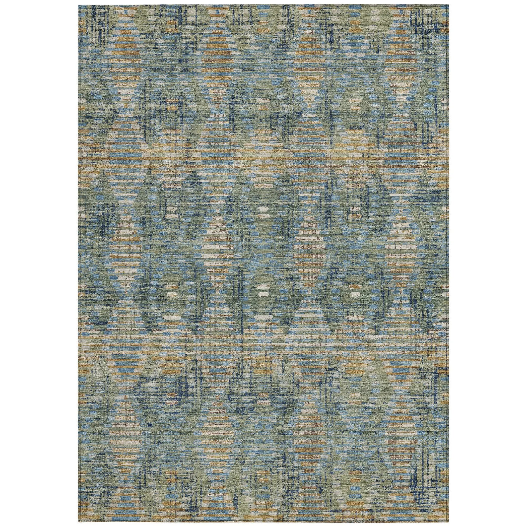 5' X 8' Green And Gray Floral Medallion Washable Indoor Outdoor Area Rug Homeroots Outdoor