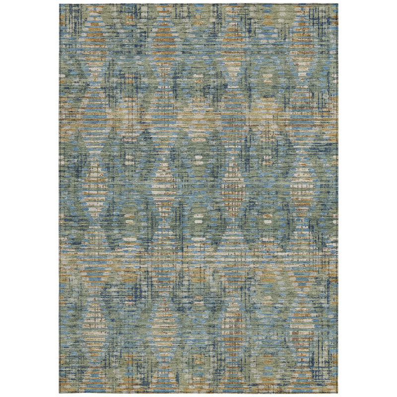 5' X 8' Green And Gray Floral Medallion Washable Indoor Outdoor Area Rug Homeroots Outdoor