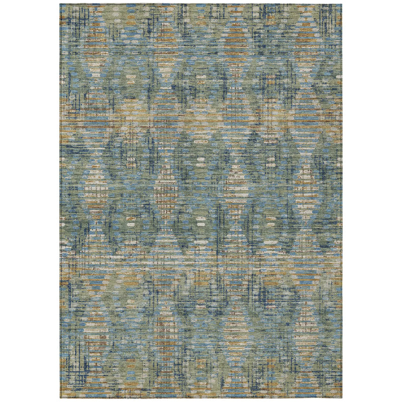 5' X 8' Green And Gray Floral Medallion Washable Indoor Outdoor Area Rug Homeroots Outdoor