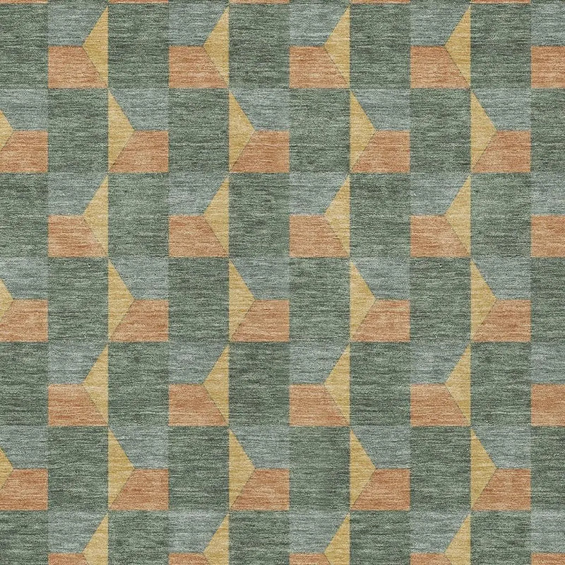 5' X 8' Green And Gray Geometric Washable Indoor Outdoor Area Rug Homeroots Outdoor