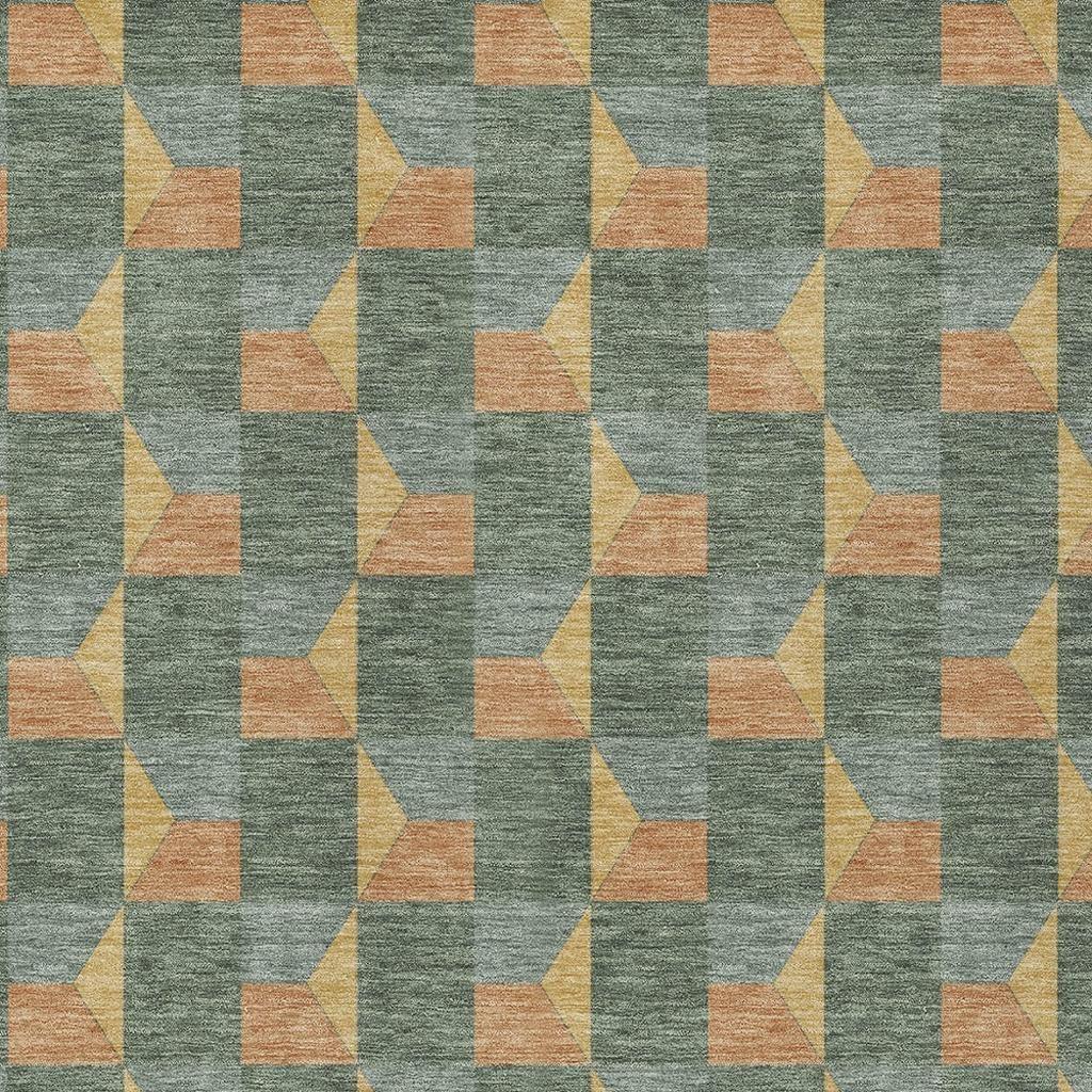 5' X 8' Green And Gray Geometric Washable Indoor Outdoor Area Rug Homeroots Outdoor